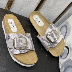 Chinelas birk hebillón rep blanco y gris. -p02v-995 - comprar online