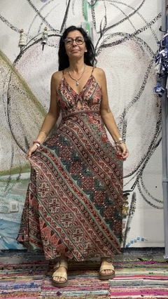 Vestido solero largo de seda, cruzado . soyo*69075