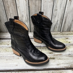 Texana corta cuero croco negro.j05i-6012 - comprar online