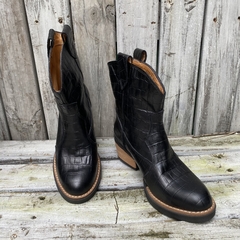 Texana corta cuero croco negro.j05i-6012 - tienda online