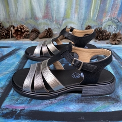 Sandalias guillerminas bajas, metalizados y negro. j05v-521 - comprar online