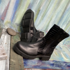 Bota con corderito, doble cierre, negra . q09i-girona.ngi - tienda online