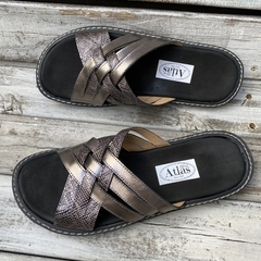 Chinelas tiritas cruzadas, peltre. j05v-581 - Altas de Olivos