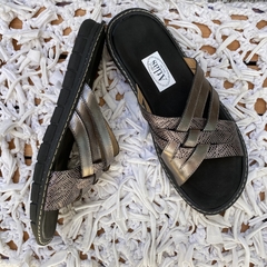 Chinelas tiritas cruzadas, peltre. j05v-581 - comprar online