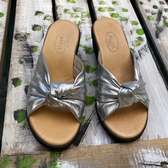 Chinelas nudo, taco chino, plata. j05v-204 -
