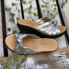 Chinelas nudo, taco chino, plata. j05v-204 - - tienda online
