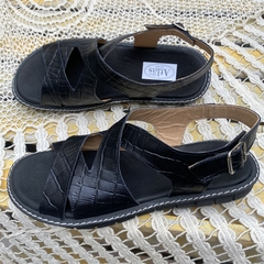 Sandalias confort cruzadas, croco negras . j05v-720.2 - comprar online
