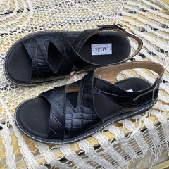 Sandalias confort cruzadas, croco negras . j05v-720.2 en internet