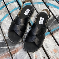 Sandalias confort tiras trenzadas, negras . j05v-333 - comprar online