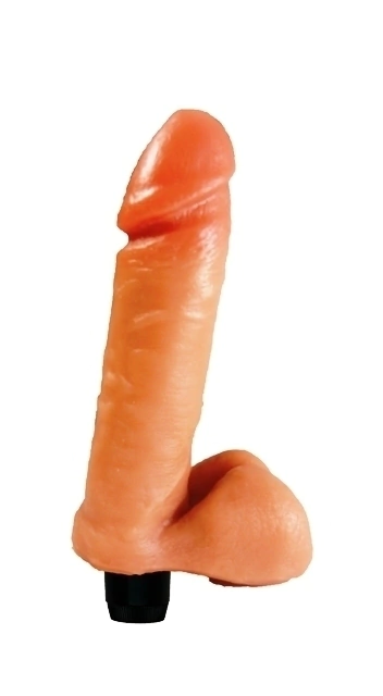 Prótese Real 6A com Escroto e Vibro Embutido 17.3 x 4 cm Prazer & Cia - comprar online