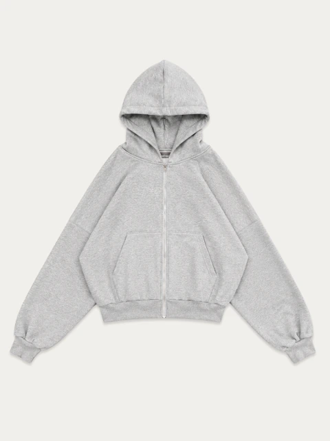 Campera Zipper Gris Melange