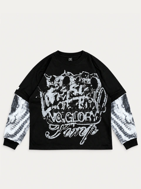 Remera No Glory Black - Mangas Desmontables