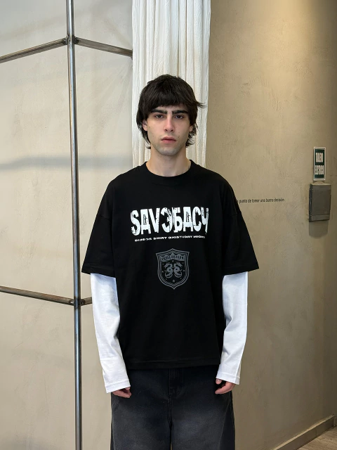 Remera Doble Manga Ross - Negro