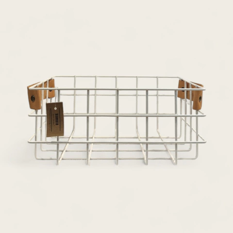 CANASTA MANIJAS ECOCUERO BLANCA