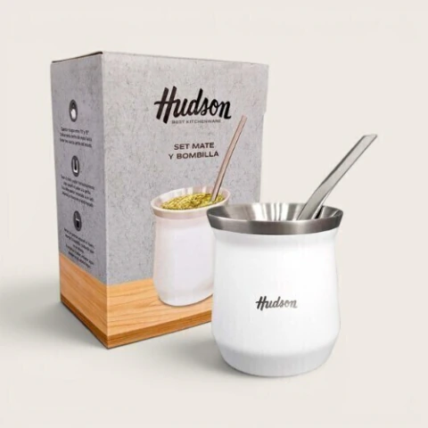 MATE Y BOMBILLA HUDSON BLANCO