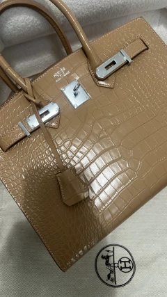 Birkin Hermes vintage Cartera de mano cuero textura cocodrilo - CABU