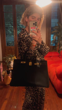 Cartera Birkin Hermes vintage de mano con detalles metálicos - CABU