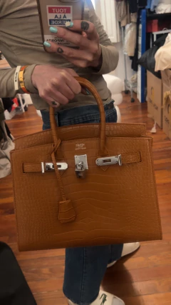 Birkin Hermes vintage de mano de cuero con candado
