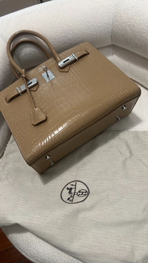 Birkin Hermes vintage Cartera de mano cuero textura cocodrilo - comprar online