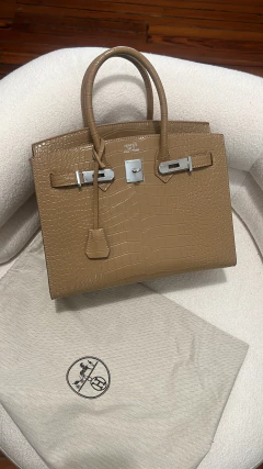 Birkin Hermes vintage Cartera de mano cuero textura cocodrilo - tienda online