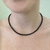 Colar Riviera Rígida Zircônias Pretas de 2 mm e 3 garras Banhada No Ródio Negro - CK856