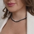 Colar Riviera Rígida Zircônias Pretas de 2 mm e 3 garras Banhada No Ródio Negro - CK856 na internet