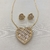 Conjunto Coração Com Baguetes de Zircônias Banhado No Ouro - CJ430
