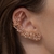 Brinco Ear Cuff Longo Cravejado Com Pedras Ovais Banhado No Ouro - BR2942