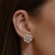 Brinco Flor De Pérolas Com Zircônias Banhado No Ródio - BR2876