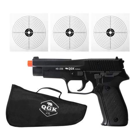 PISTOLA DE AIRSOFT SPRING HS-226 6MM QGK + CAPA + ALVO