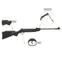 CARABINA PRESSÃO QGK14 BLACK EDITION 5.5MM+LUNETA 4x32+ALVO - loja online