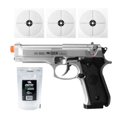 PISTOLA DE AIRSOFT SPRING HS-B92S 6MM + 1000 BBS + ALVO