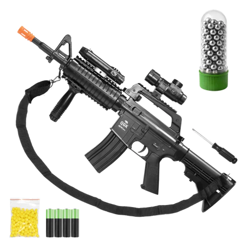 RIFLE AIRGUN M4 SPRING MR744 QGK 6MM + PACK + 100BBS ALUMINIO