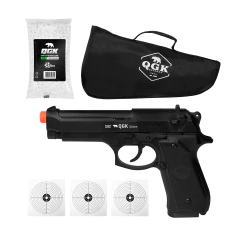 PISTOLA DE AIRSOFT SPRING S-92 6MM QGK + CAPA + BBS + ALVOS