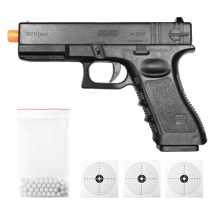 PISTOLA DE AIRSOFT SPRING QG17 PL 6MM QGK + BBS + ALVOS