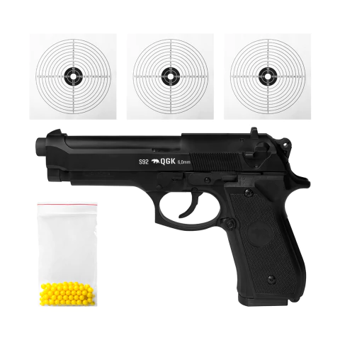PISTOLA DE AIRGUN SPRING S-92 6MM QGK + BBS + ALVO