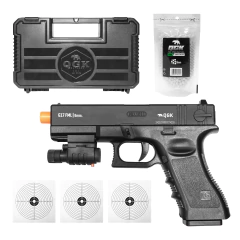 PISTOLA AIRSOFT SPRING QG17 SLIDE METAL 6MM+CASE+1000BBS+ALVO