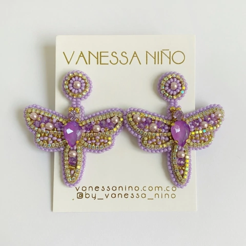 Aretes Libélula Lila