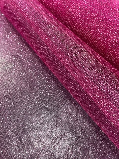 TUL CON BRILLO FUCSIA