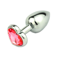 Plug Steel Silver Corazón Rojo