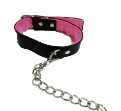 Collar con Correa de cuero con Peluche - Juicy Pink