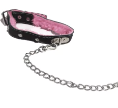 Collar con Correa de cuero con Peluche