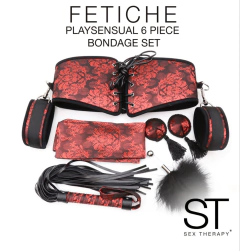 Fetiche Playsensual 6 piezas Bondage Set - Negro y Rojo Diseño