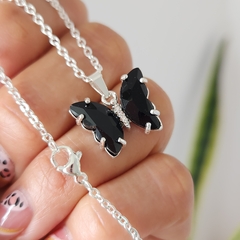 GARGANTILLA MARIPOSA CUBIC NEGRA - comprar online