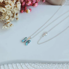 GARGANTILLA MARIPOSA CUBIC AQUA 50CM - comprar online