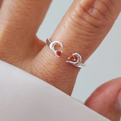 ANILLO CORAZÓN CUBIC ROJO