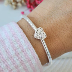 PULSERA ESTILO PANDORA CORAZÓN MICROPAVE