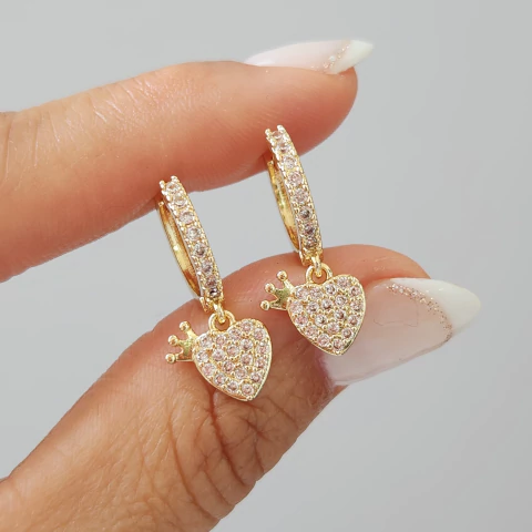 ARGOLLAS CORAZÓN CORONA MICROPAVE