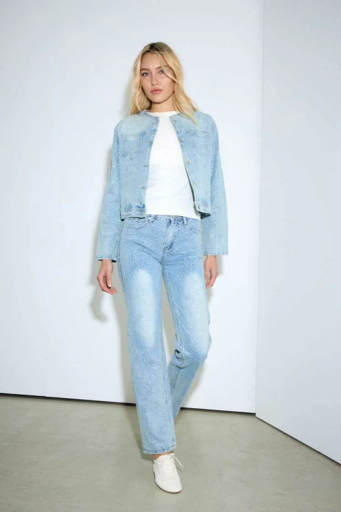 Pantalon Jeans Brooke Con Hotfix - comprar online