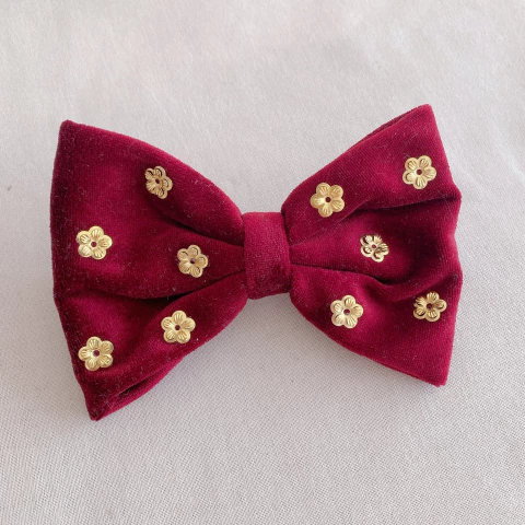 Moño bordó ~ florcitas (hebilla mediana) - comprar online